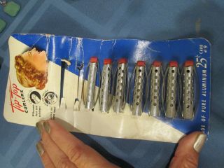 Vintage Tip Top Curlers Aluminum Springless On Card 1950s