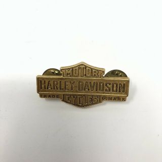 Vintage Harley Davidson Motorcycles Biker Gold Metal Logo Jacket Pin Minty Rare