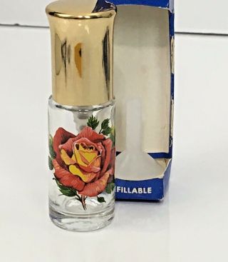Perfume Spray Atomizer Vintage Purse Travel Refillable Red Yellow Rose Gold Cap