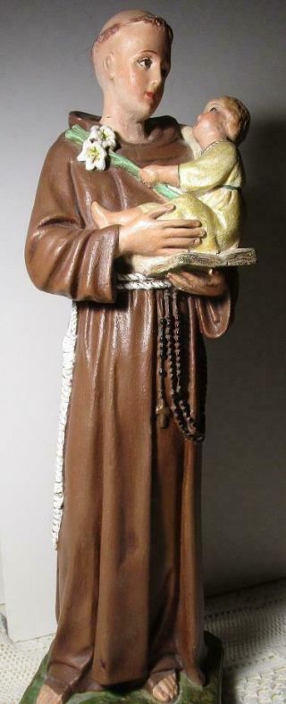 Vintage Chalkware Statue Of St.  Anthony 15 1/2 " Tall Saint Of Miracles