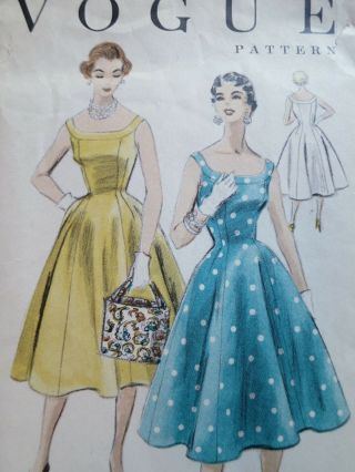 Vogue 8328 1954 Vintage Sewing Dress Pattern Size 16 Bust 34 50s 1950s