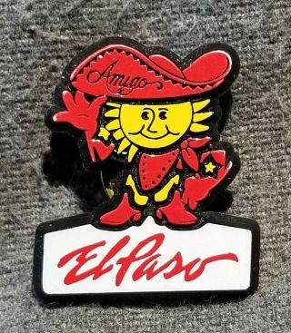 Lmh Pin Pinback Tie Lapel Amigo Man Mascot Cartoon El Paso Texas Sun Sunniest