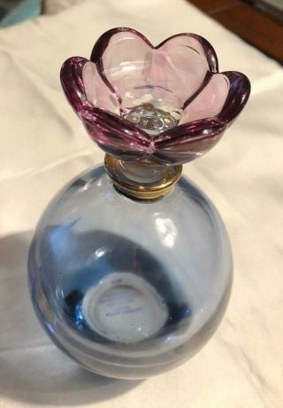 Royal Limited Blue Crystal Rose Pink Flower Stopper Vintage Perfume Bottle Italy