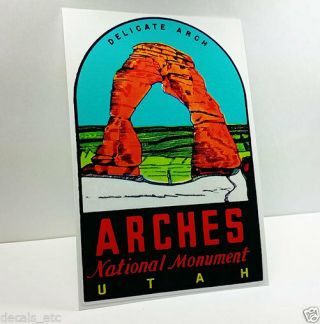 Arches National Park Utah Vintage Style Travel Decal,  Vinyl Sticker,  Luggage Label