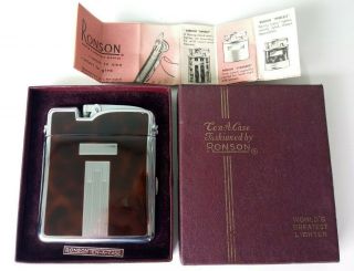 Ronson - Vintage Art Deco Ten - A - Case Cigarette Lighter - Minty