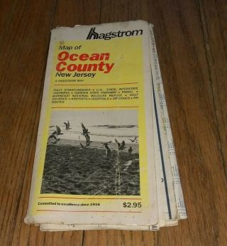 Vintage 1982 Hagstrom Map Of Ocean County Jersey Rr Parks Golf Njtp Airport