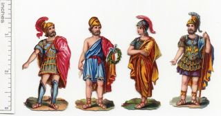 Greek Roman Soldiers Men 4 Victorian Die Cut Scrap 1880 