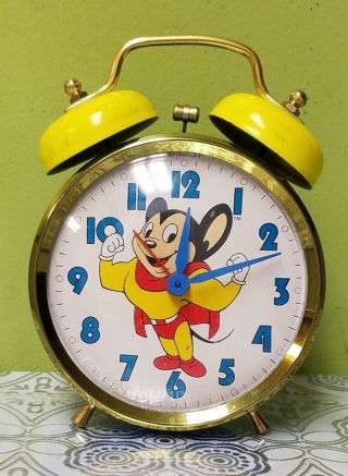 Very Rare 1985 Bradley Mighty Mouse Wind - Up Alarm Clock Steel