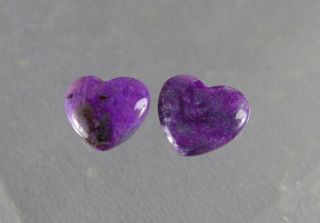 Dkd 16m/ 8.  4cts (2) Sugilite Double Side Heart Cabs