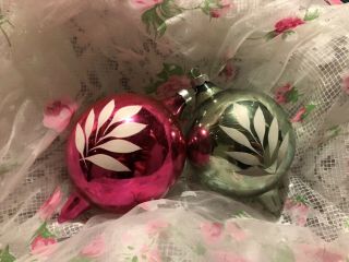 Antique Germany Blown Mercury Glass Christmas Tree Ornament Set Of 2 Round Balls