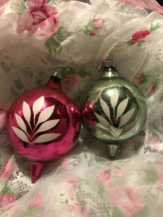Antique Germany Blown Mercury Glass Christmas Tree Ornament Set Of 2 Round Balls 2