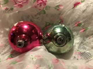 Antique Germany Blown Mercury Glass Christmas Tree Ornament Set Of 2 Round Balls 4