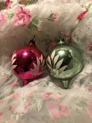 Antique Germany Blown Mercury Glass Christmas Tree Ornament Set Of 2 Round Balls 5