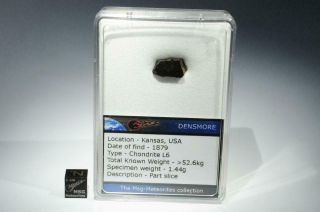 Densmore Meteorite Part Slice 1.  44g Found In Kansas Usa 1879
