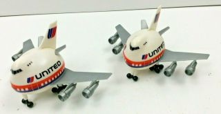 2 Rare 1970 ' s IPT Eggocentrics United Airlines Toy Egg 747 Airplane Models 2