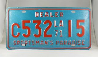 1971 Louisiana Dealer License Plate - Near