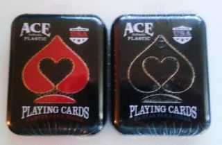 Ace Casino 100 Plastic Playing Cards In Tin 2 Decks