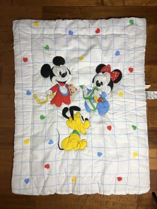 Vintage Dundee Disney Baby Mickey Mouse Minnie Crib Blanket Comforter Hearts