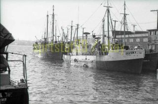 Docked Boats " Nautilus " And " Flyer I " - Vintage B&w 35mm Ship Negative