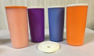 Set Of 4 Tupperware Insulated Tumbler 24 Oz Cup With Dripless Seal 3329 4185