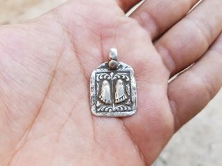 1920s Vintage Old Goddess Laxmi Ji Feet Tribal 4 Grams Silver Amulet Pendant