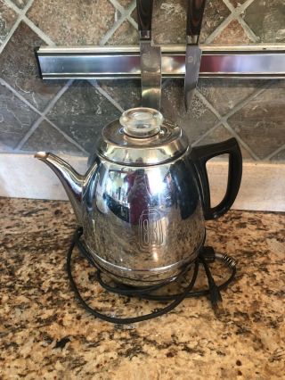 Vintage General Electric Percolator GE 33P30 Pot Belly 9 Cup Chrome Coffee Maker 2