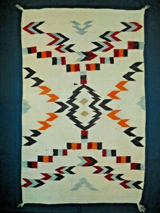 Old NAVAJO NAVAHO Indians Rug/Blanket.  Arrowheads,  Chevrons,  & Rainbow Bars.  NR 2