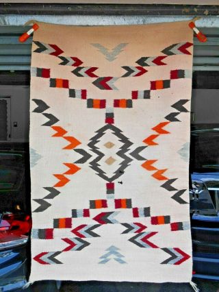 Old NAVAJO NAVAHO Indians Rug/Blanket.  Arrowheads,  Chevrons,  & Rainbow Bars.  NR 3