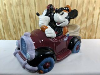 Vtg Disney Mickey & Minnie Mouse Car Ride Cookie Jar Treasure Craft 14 " Long