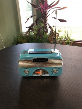 Coronado Vintage Style Retro Blue Am/fm Portable Radio W/ Leatherette Handle