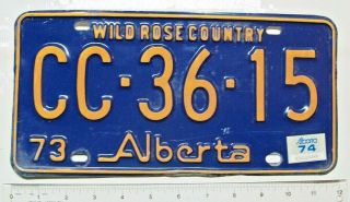 1973 1974 Alberta " Wild Rose Country " Passenger License Plate Cc - 36 - 15