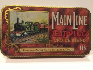 Vintage Tobacco Tin Mainline Cut Plug Choice Blend 1lb Rare ; Railroad,  Train