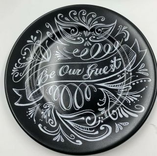 Disney Parks B,  B Chalkboard Be Our Guest Ceramic Dessert Plate Set Of 4 2
