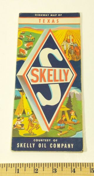 1960s Texas Skelly Gas Gasoline Oil Vintage Highway Road Map