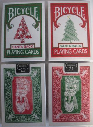 Rare 2 Deck Bicycle Santa Maiden Back Playing Cards 1 Red 1 Green Xmas Claus