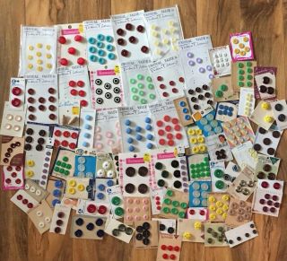 1 Lbs Pounds Vtg Buttons,  On Card,  Old Stock,  Vintage,  Sewing,  Crafting
