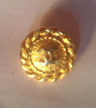 Authentic Chanel Vintage Gold Metal Dome Top Cc Rope Edged Button (1 Button)