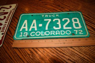 Vintage 1972 Colorado Truck License Plate Aa - 7328
