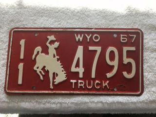 Good Solid Vintage 1967 Wyoming License Plate See My Other Plates