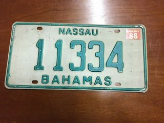 Nassau Bahamas 1988 License Plate