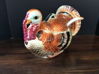 Ceramic Porcelain Gravy Soup Covered Tureen Turkey Shape