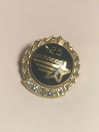 10k Gold Lockheed 25 Years Service Pin Collectibles 5 Diamond Enamel