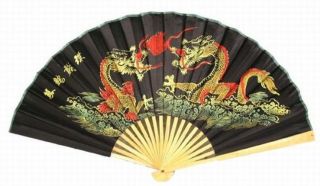 " Classic 20  Oriental Feng Shui Wall Fan - Black Dragon "
