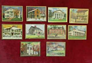 1914 T69 Historic Homes Series Helmar Turkish Cigarettes Tobacco Cards 10 Cards