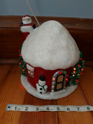 Vintage Christmas Ceramic Light Up Santa Snow Christmas House Cottage Igloo Rare