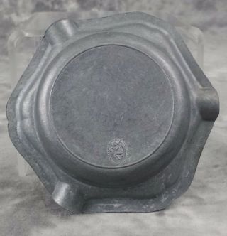 Vintage Metal Pewter? Ashtray With Round Ceramic Floral Tile in Center 4