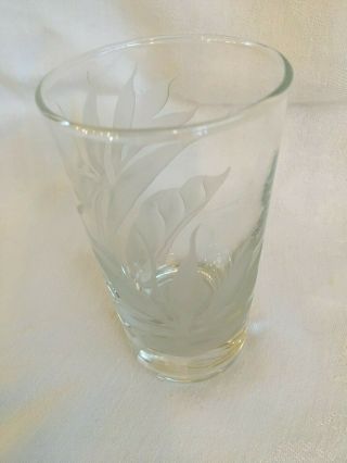 3 Vintage Frank Oda Etched Drinking Glasses Juice Tumblers Hawaiian Flowers 7