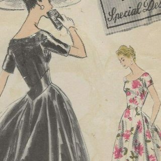 Vogue Special Design 4700 1950s Day To Evening Dress Vintage 50s 1950 