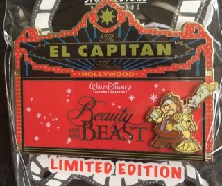 Disney Dsf El Capitan Beauty & The Beast Marquee Lumiere & Cogsworth Le 150 Pin