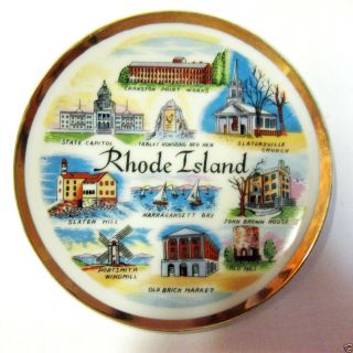 Vintage State Of Rhode Island 4 " Souvenir Hanging Ceramic Dish Coaster Japan